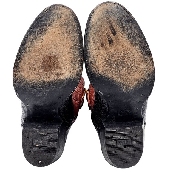 Custom Caiman Belly Cowboy Boots Mens 8.5E Brown Cherry 1 Pc Vamp Texas Western - Picture 4 of 16